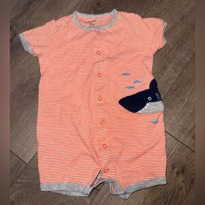 12 months Carter's Orange Striped Bodysuit with Whale Pocket